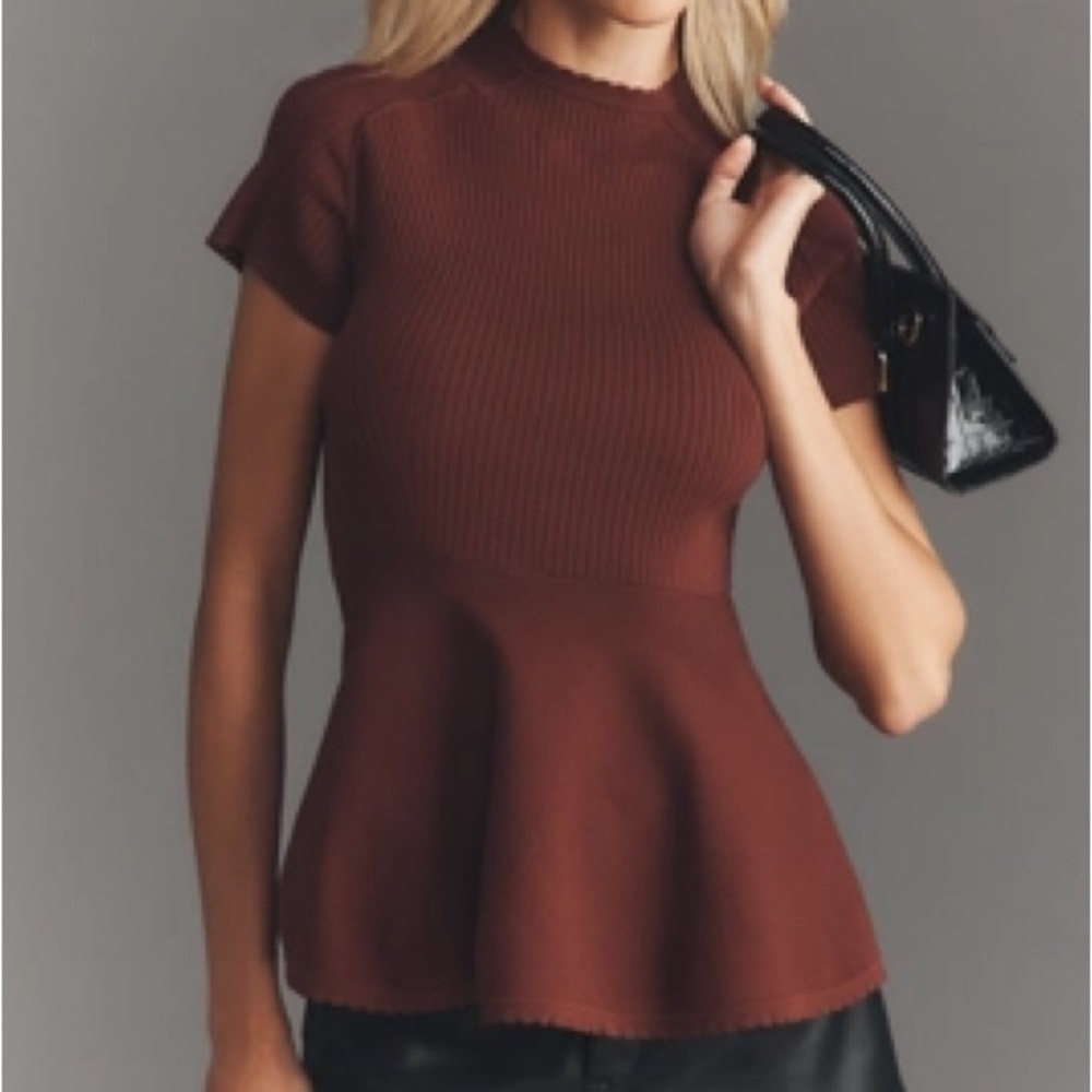 Anthropologie Maeve short sleeve hourglass knit top - xs